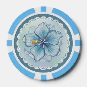 Hibiscus & lace TURQUOISE Poker Chips