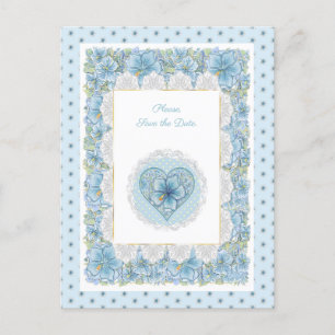 Hibiscus & lace TURQUOISE Postcard