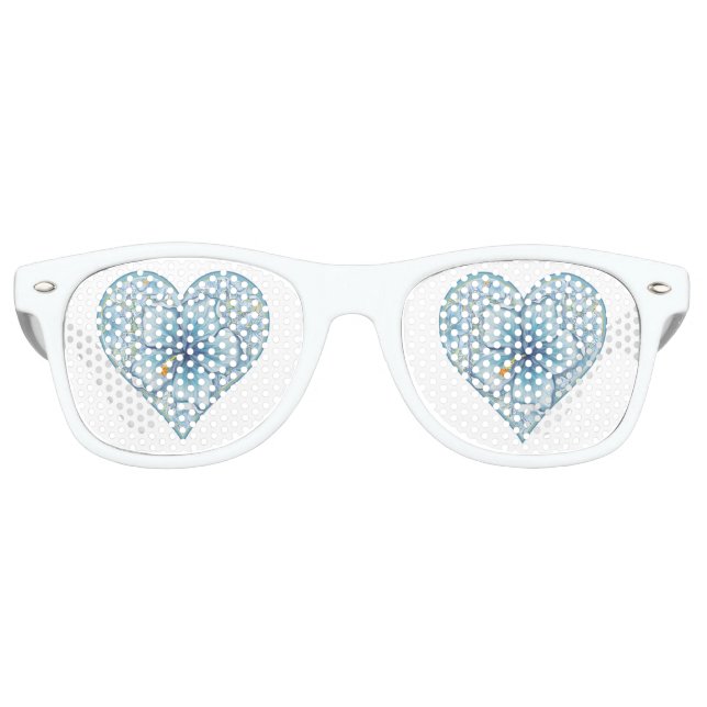 Hibiscus & lace TURQUOISE Retro Sunglasses (Front)