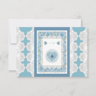 Hibiscus & lace TURQUOISE RSVP Card