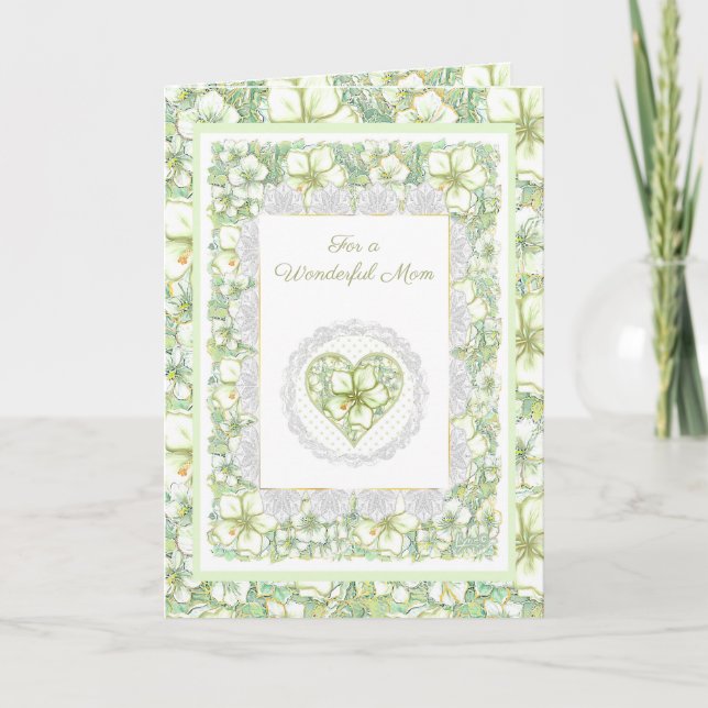Hibiscus & lace WHITE Card (Front)