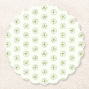 Hibiscus & lace WHITE Paper Coaster