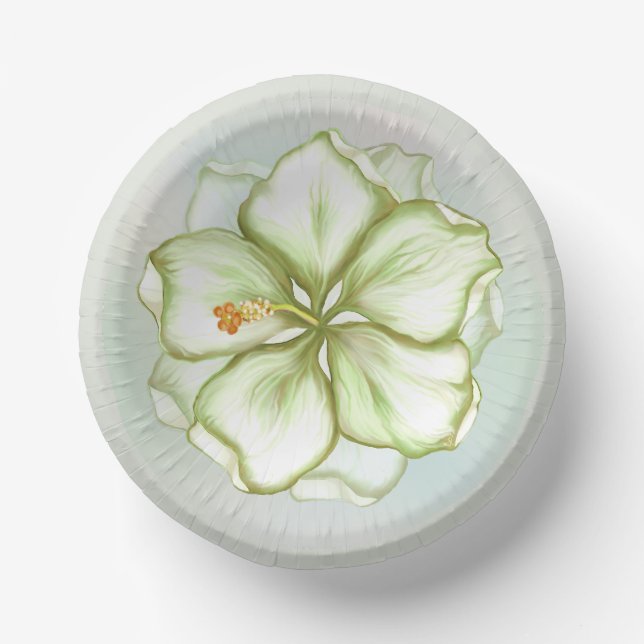 Hibiscus & lace WHITE Paper Plate (Front)