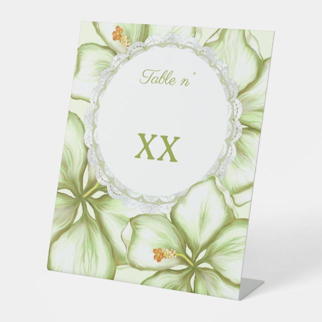 Hibiscus & lace WHITE Pedestal Sign (Front)