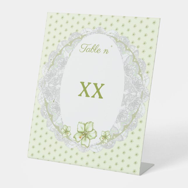 Hibiscus & lace WHITE Pedestal Sign (Front)