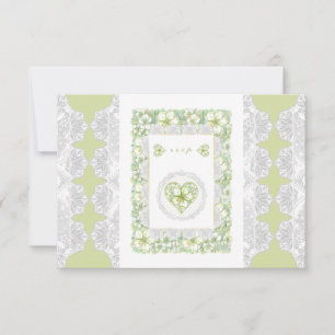 Hibiscus & lace WHITE RSVP Card