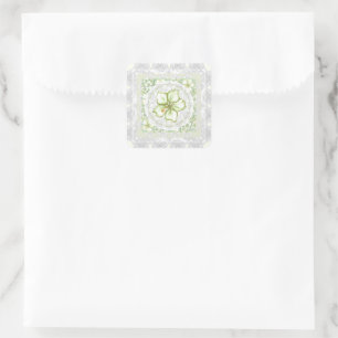 Hibiscus & lace WHITE Square Sticker
