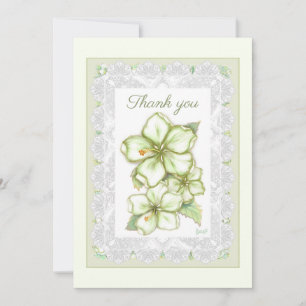Hibiscus & lace WHITE Thank You Card