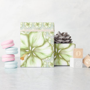 Hibiscus & lace WHITE Wrapping Paper