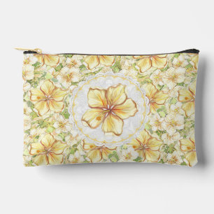 Hibiscus & lace YELLOW Accessory Pouch