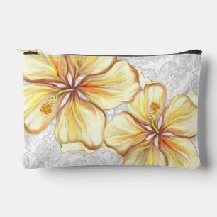 Hibiscus & lace YELLOW Accessory Pouch