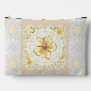 Hibiscus & lace YELLOW Accessory Pouch