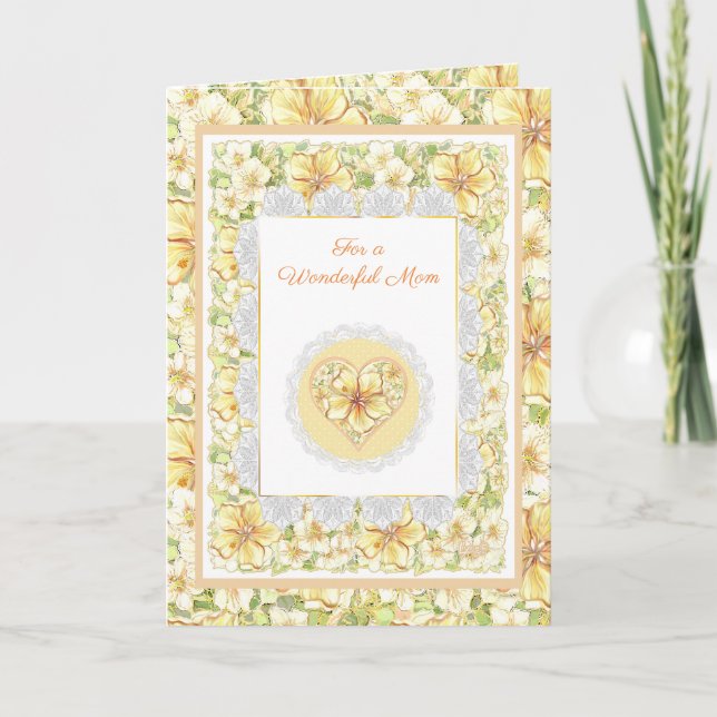 Hibiscus & lace YELLOW Card (Front)