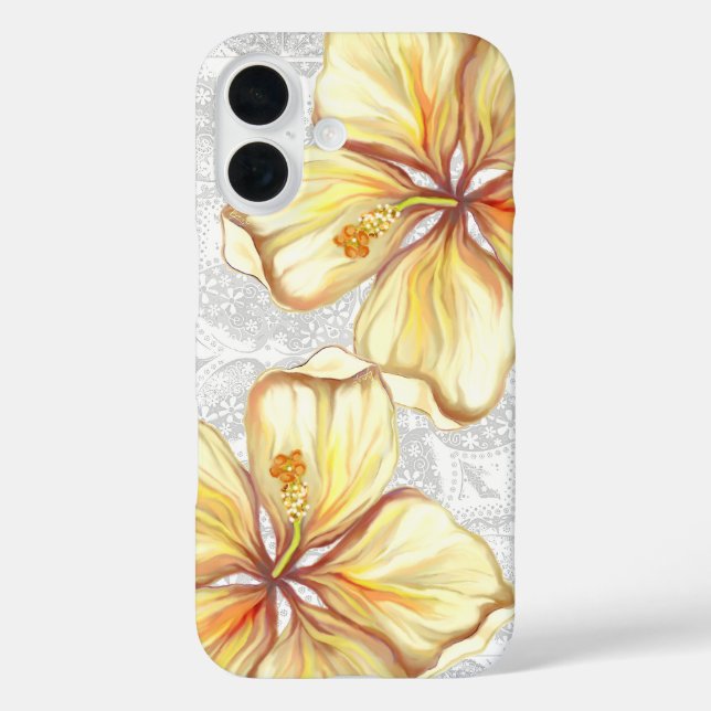 Hibiscus & lace YELLOW Case-Mate iPhone Case (Back)