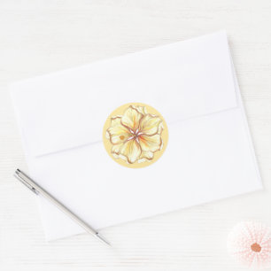 Hibiscus & lace YELLOW Classic Round Sticker