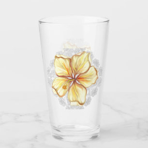 Hibiscus & lace YELLOW Glass