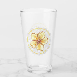 Hibiscus & lace YELLOW Glass