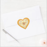 Hibiscus & lace YELLOW Heart Sticker<br><div class="desc">For me, the hibiscus is one of the most beautiful flowers. My inspiration here, with this flower, is a romantic white lace pattern (graphic effect) and a hibiscus bush pattern (in the same hues) with a small light gold outline. I propose to you a fresh, soft and romantic floral style...</div>