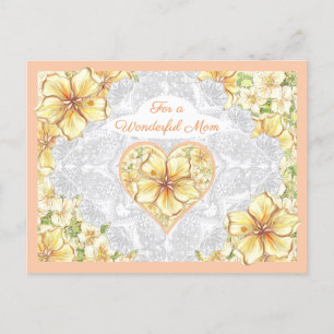 Hibiscus & lace YELLOW Holiday Postcard