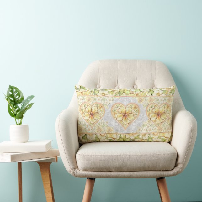 Hibiscus & lace YELLOW Lumbar Cushion (Chair)