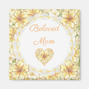 Hibiscus & lace YELLOW Magnet