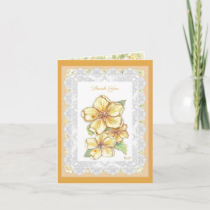 Hibiscus & lace YELLOW Note Card