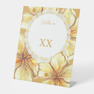 Hibiscus & lace YELLOW Pedestal Sign