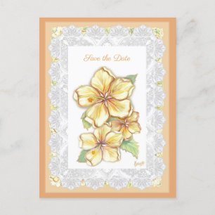Hibiscus & lace YELLOW Postcard