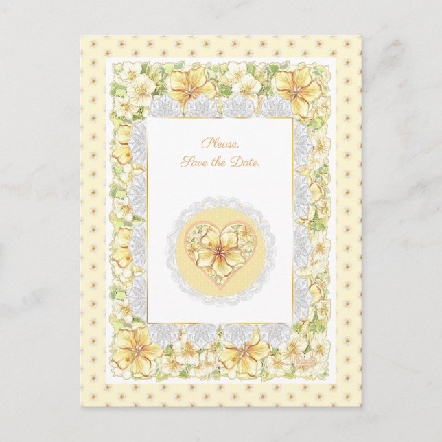 Hibiscus & lace YELLOW Postcard (Front)