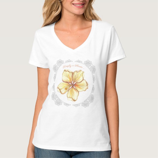 Hibiscus & lace YELLOW T-Shirt (Front)