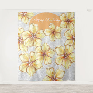 Hibiscus & lace YELLOW Tapestry
