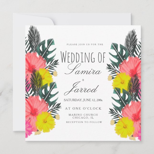 Hibiscus Leaf Hand-Drawn Floral Tropical Wedding (Front)