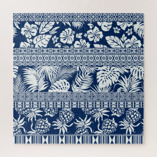Hibiscus, leaves: Hawaiian ornament wallpaper. Jigsaw Puzzle