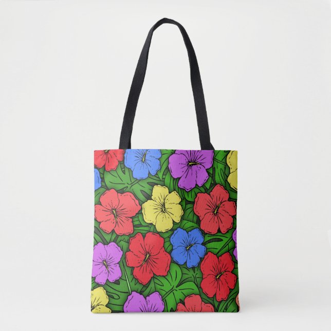 Hibiscus & Monstera #4 Tote Bag (Front)