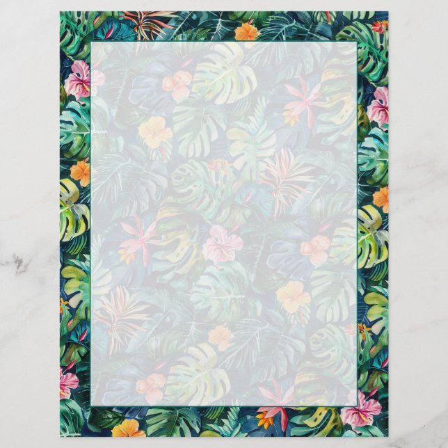 Hibiscus Monstera Jungle Custom Letterhead (Front)