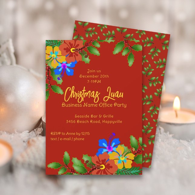 Hibiscus n Holly Christmas Office Party Invitation (Creator Uploaded)