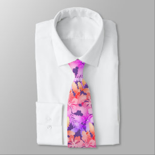 Hibiscus n Holly Unisex Holiday Hawaiian Flowers Tie