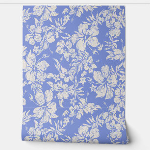 Hibiscus Pareau Distressed Hawaiian  - Periwinkle Wallpaper