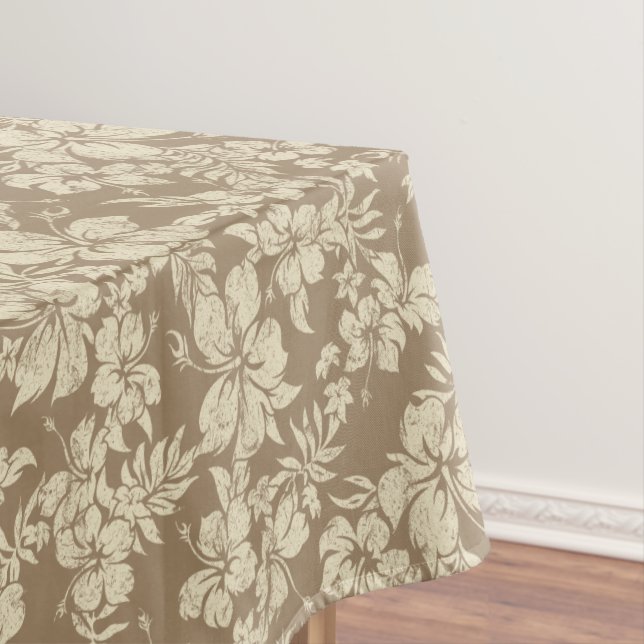 Hibiscus Pareau Distressed Hawaiian Tablecloth (In Situ)