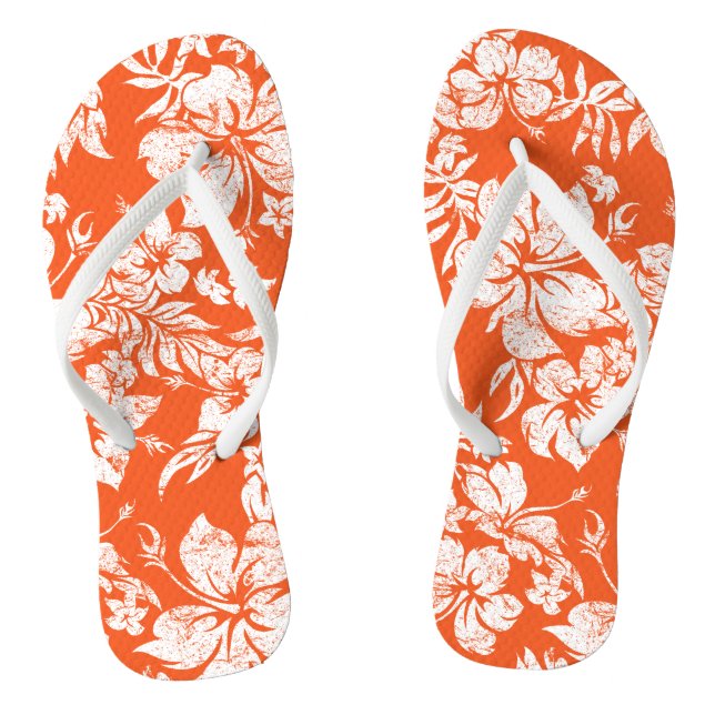 Hibiscus Pareau Distressed Vintage Hawaiian Jandals (Footbed)