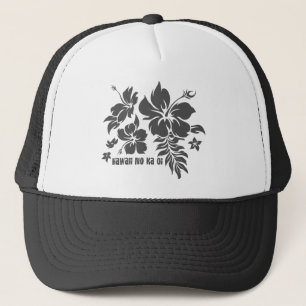 Hibiscus Pareau Hawaiian Floral in Grey for Hats