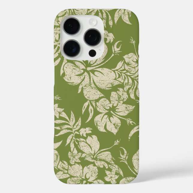Hibiscus Pareau Hawaiian Floral Moss Green Case-Mate iPhone Case (Back)