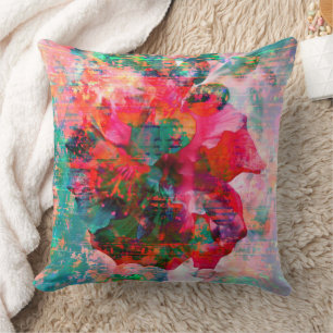Hibiscus Patch Decorative Throw Pillow