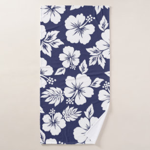 Hibiscus pattern bath towel