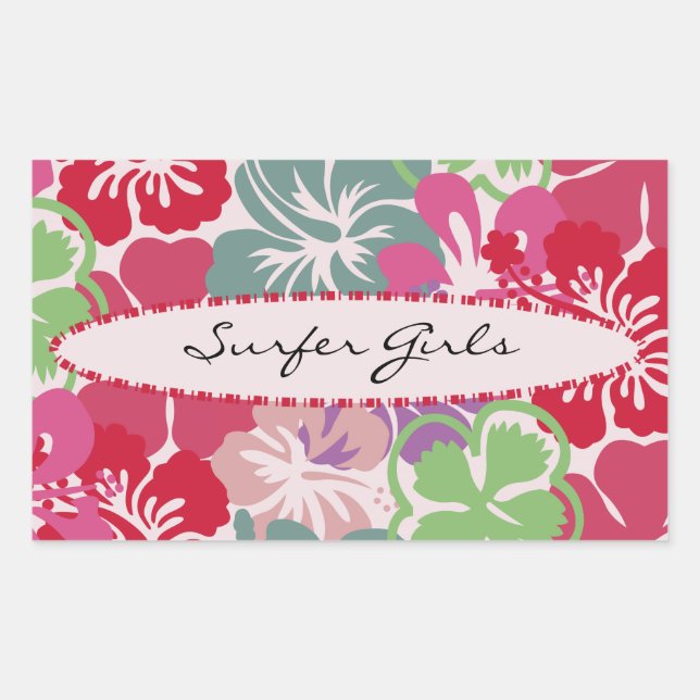 Hibiscus Pattern Rectangular Sticker (Front)