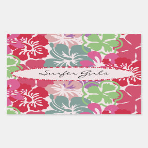 Hibiscus Pattern Rectangular Sticker