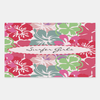 Hibiscus Pattern Rectangular Sticker