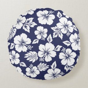 Hibiscus pattern round cushion