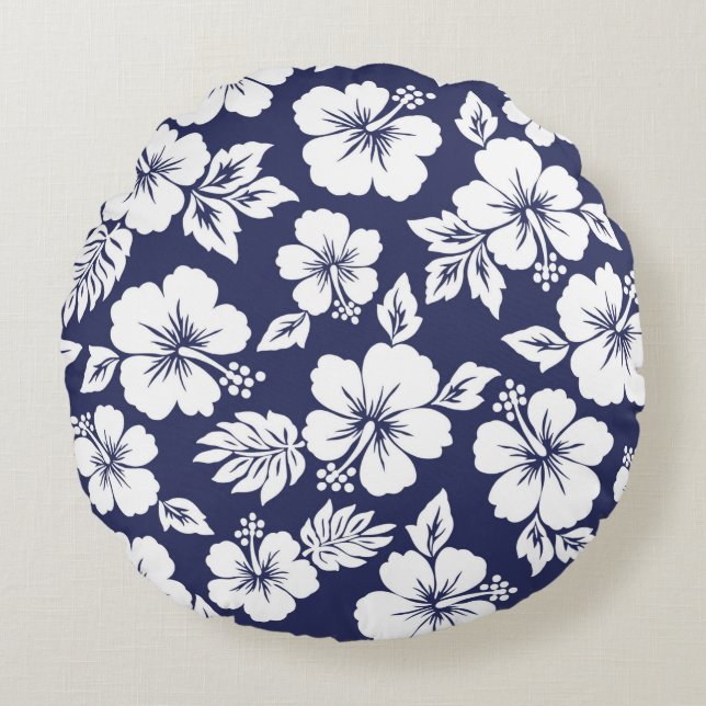 Hibiscus pattern round cushion (Front)
