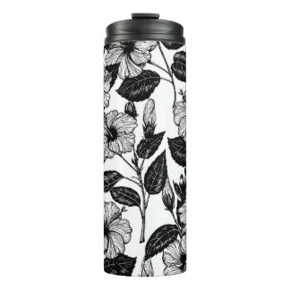 Hibiscus pattern thermal tumbler